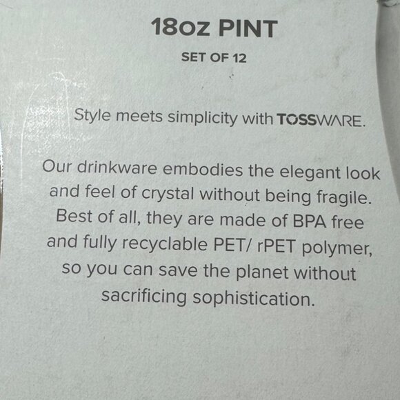 Toss Ware18oz Pint Glasses Set Of 12 - Shatterproof & Recyclable  Drinkware - Picture 3 of 4